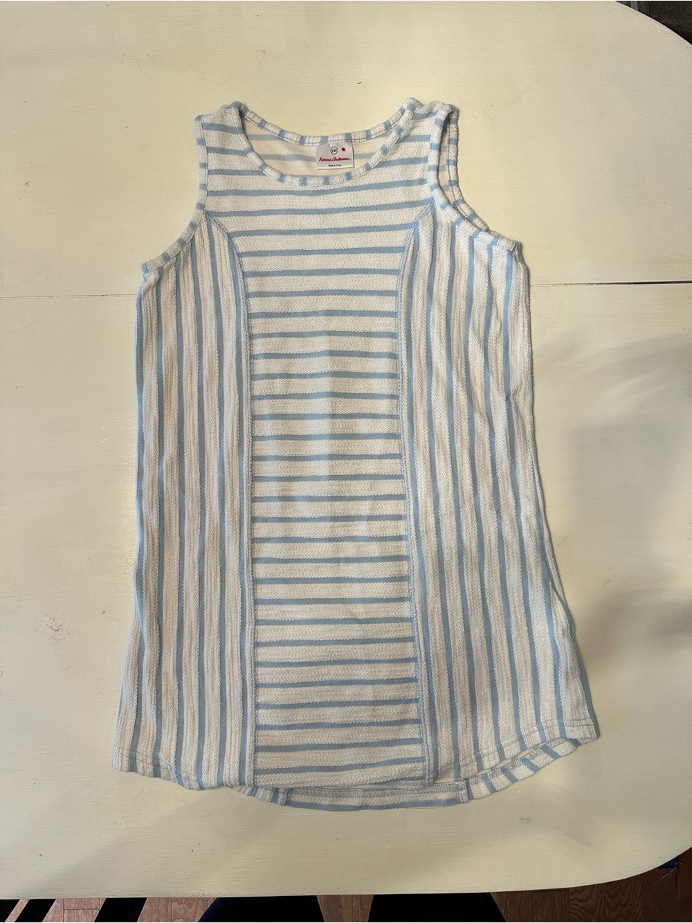 Hanna Andersson Light Blue & White Striped Sleeveless Knit Dress